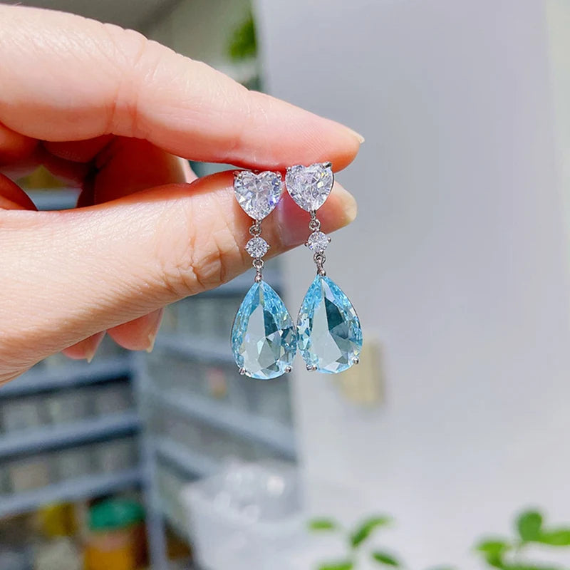Aesthetic Cubic Zirconia Dangle Earrings for Women Silver & Gold Tone Jewelry