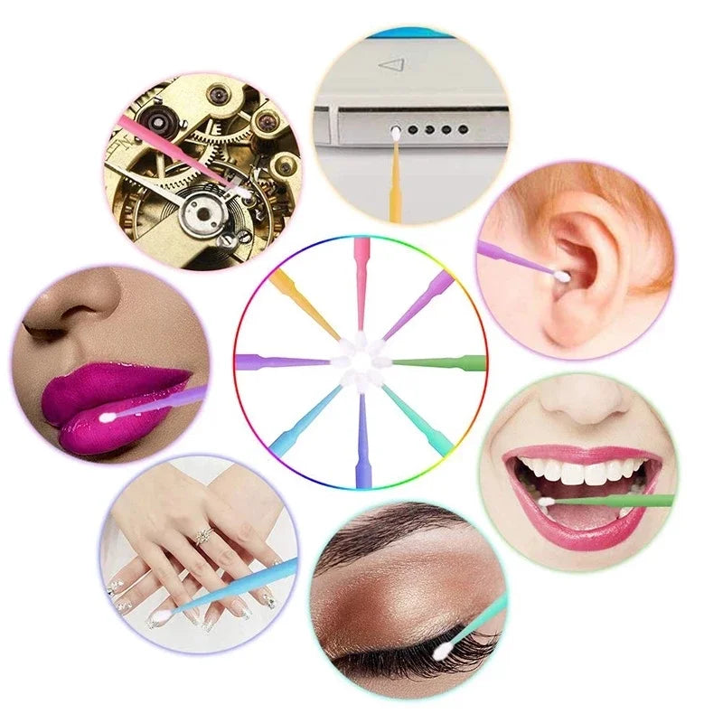 Micro Cotton Swabs & Lip Mascara Wands 500-Piece Makeup & Eyelash Extension Applicators