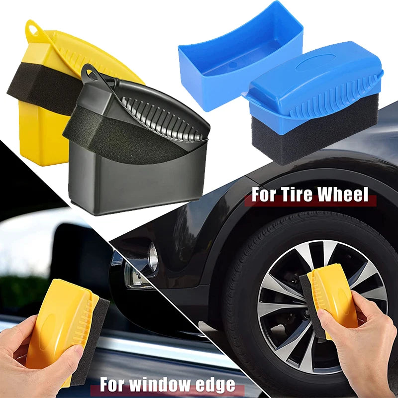 Car Wheel Polishing Sponge Brush Set with Cover - Tire & Rim Cleaning Tool