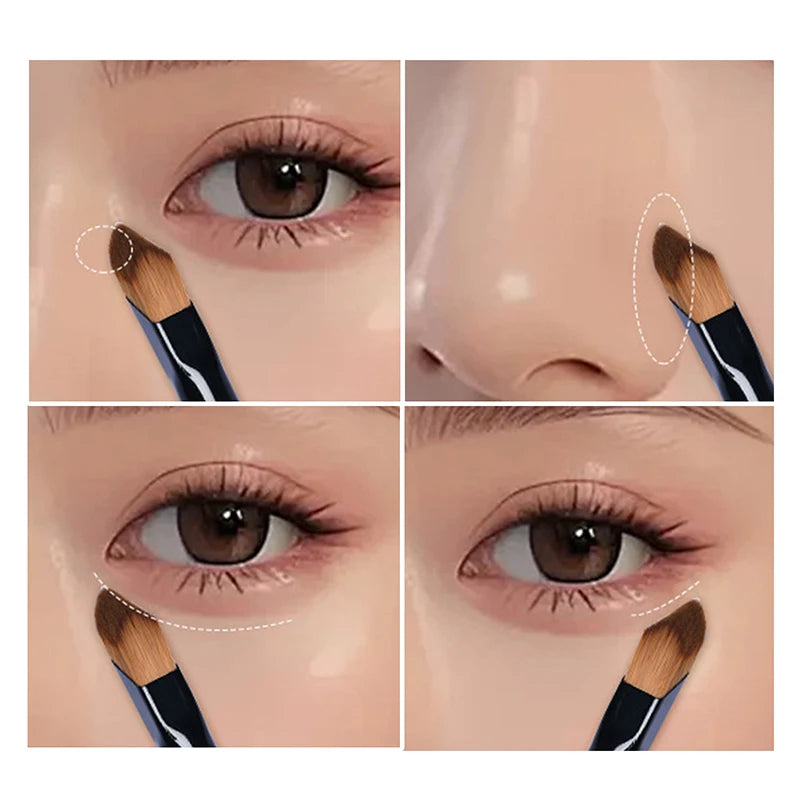Angled Highlighter Brush for Face Contour and Concealer - Synthetic Hair, Small Size
