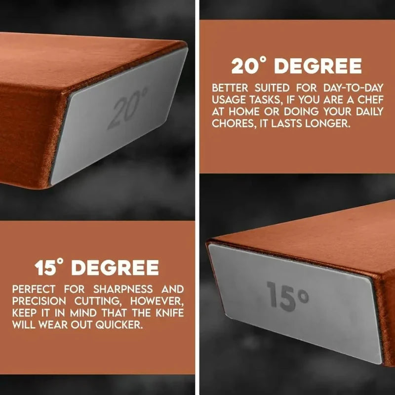 Double Sided Diamond Knife Sharpener with Magnetic Angle Roller for Kitchen
