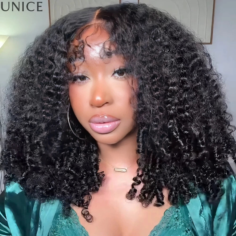7x5 Lace Burmese Curly Wig with Finger Coil Ends - Glueless, Pre-Styled Human Hair