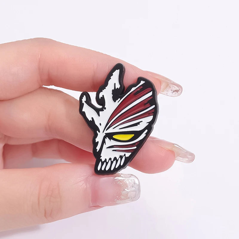 Anime Bleach Grim Reaper Mask Enamel Brooch Pin - Custom Skeleton Badge Gift