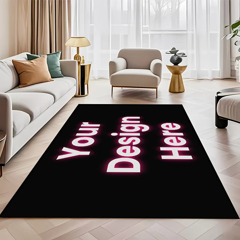 Custom Flannel Area Rug - Personalized Design, Washable Non-Slip Home Decor