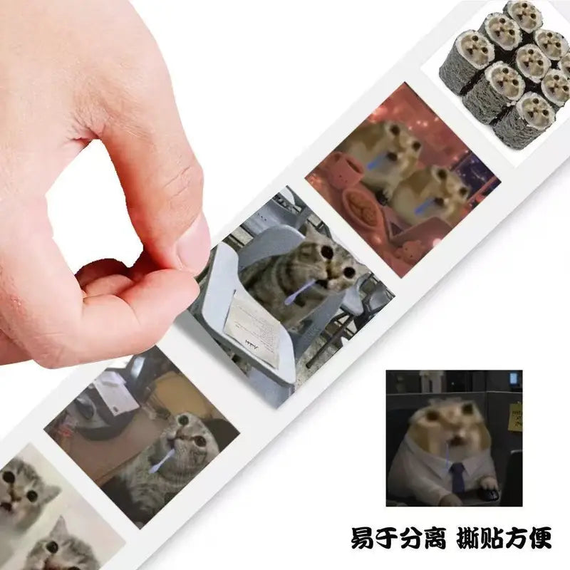 500Pcs Saliva Cat Meme Stickers - Funny Internet Cat Decals for Scrapbook & Crafts