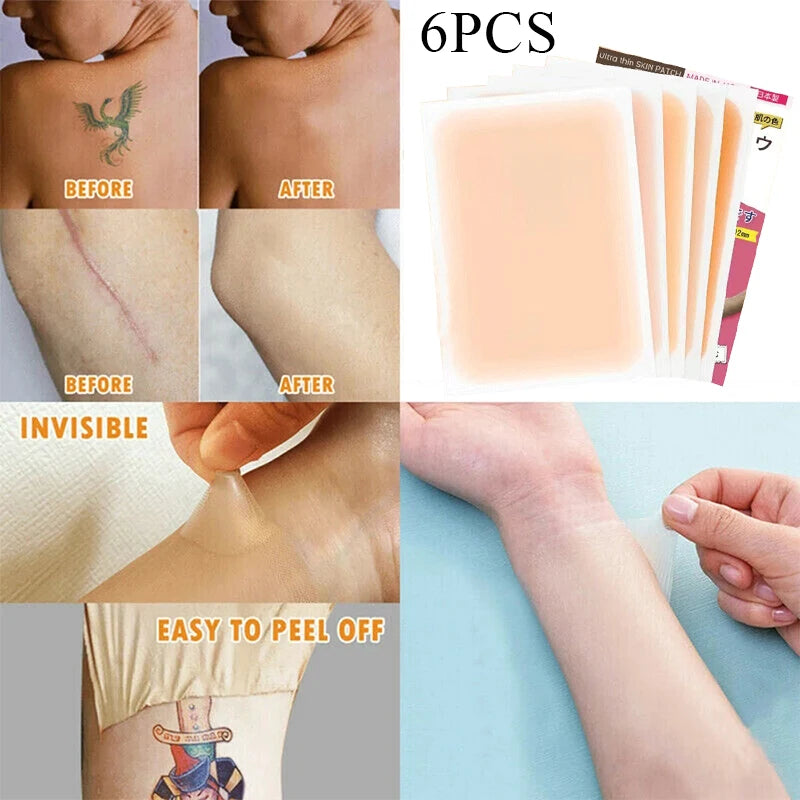 6 Pcs Waterproof Tattoo Concealing Patches Ultra Thin Skin-Colored Tape