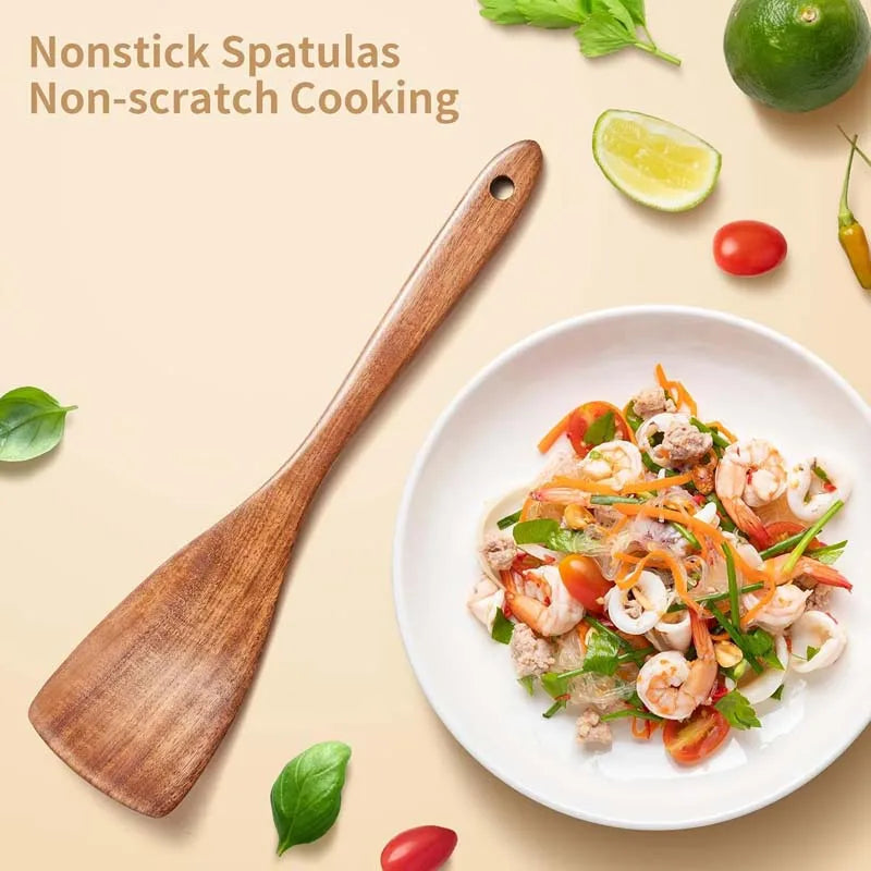 Wooden Kitchen Utensil Set 5 Pieces Food-Grade Non-Toxic Cooking Tools