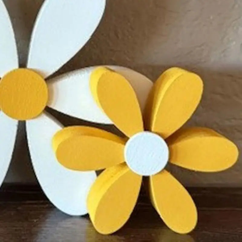 Wooden 3D Daisy Flower Decorations Set for Nursery & Home Decor