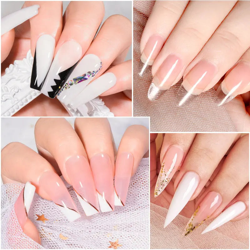 Quick Extension Nail Gel - Nude Milk White UV Semi-Permanent Nail Polish for Manicure