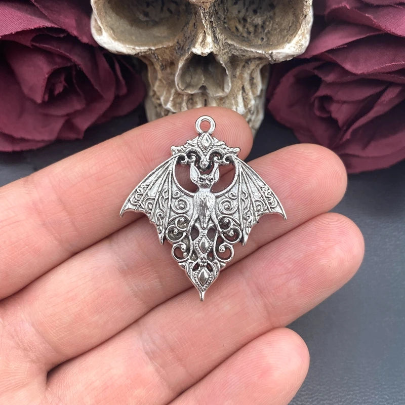 4pcs Gothic Vampire Bat Charms Halloween Pendant Jewelry Findings