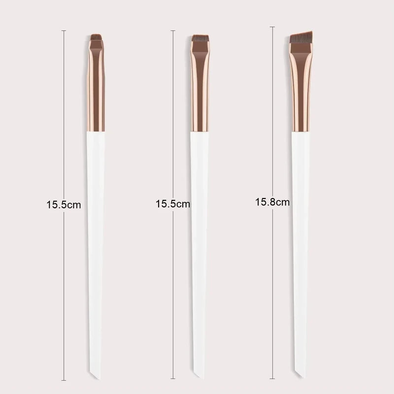 3 Pcs Eyeliner & Eyebrow Makeup Brush Set - Ultra-Thin, Precise Application