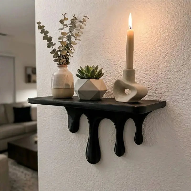 Artistic Drip Floating Wall Shelf - Irregular Shape Plastic Plant Display Stand