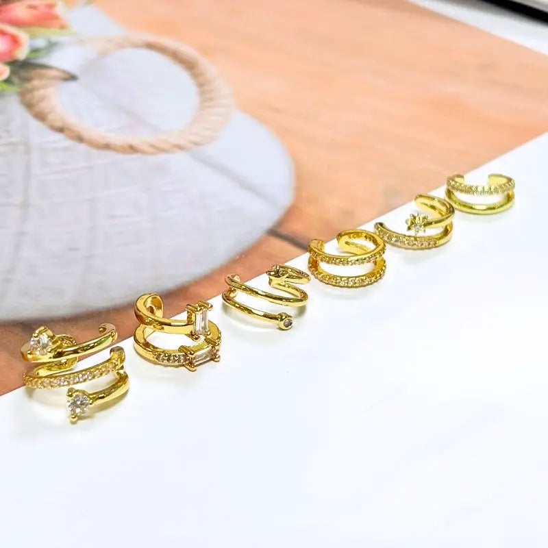 Minimalist CZ Ear Clips No Piercing Gold Silver Jewelry for Women
