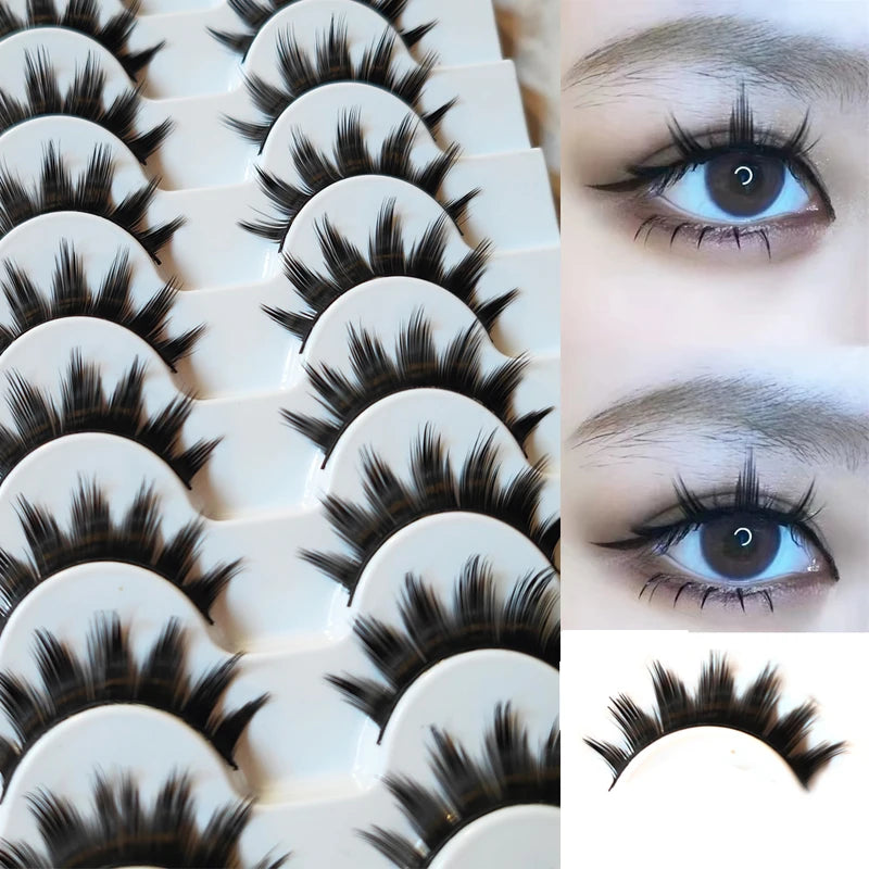 10 Pairs 3D Faux Mink False Eyelashes - Dramatic Long Eye Makeup Set