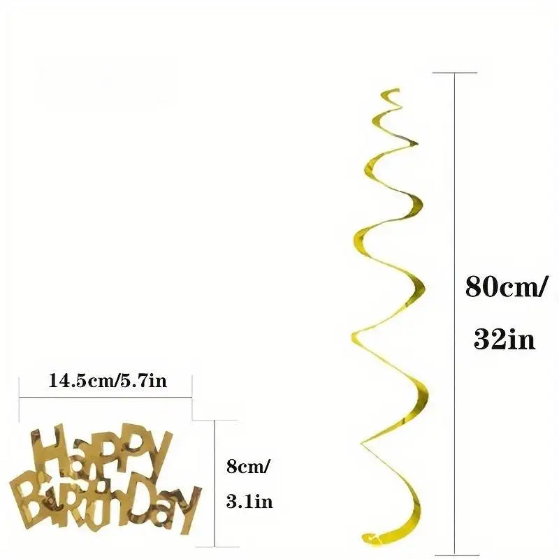 6-Piece Birthday Party Spiral Hanging Decorations PVC Garland Set for Venue Decor