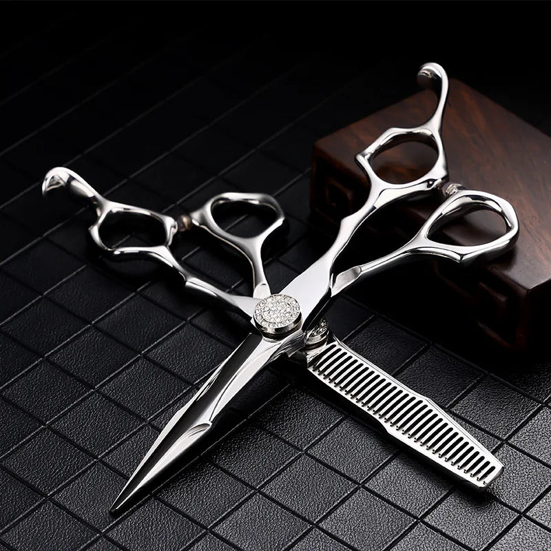 Professional Hairdresser Scissors 6 Inch Japan 440C Steel Hair Cutting Shears Barber Thinning
