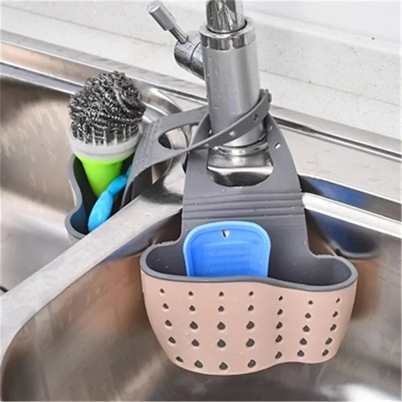 Suction Cup Kitchen Sponge Holder with Drainage Rack - Wall Mount Organizer for Sink