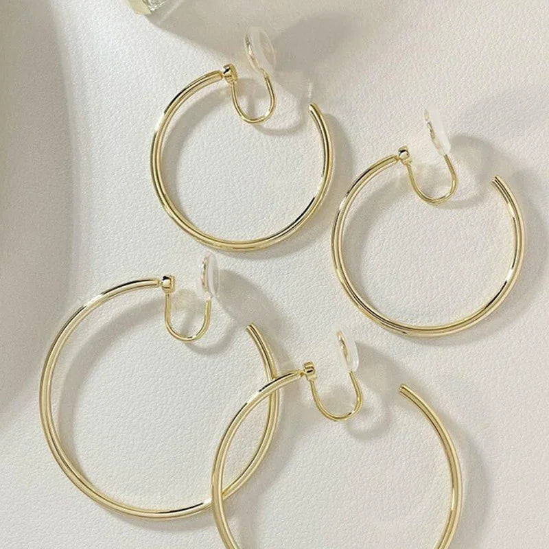 Big Hoop Earrings Rotatable Mosquito Coil Clip-on Jewelry for Women