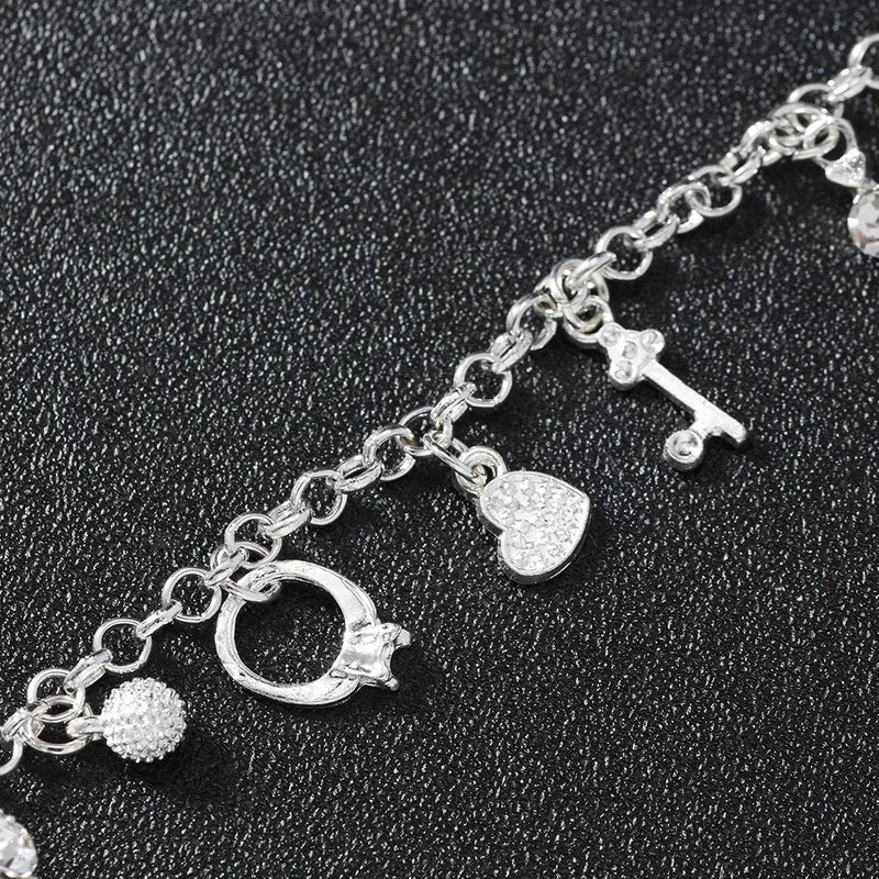 European and American Silver Thirteen Pendant Bracelet for Women - Multi-Element Jewelry