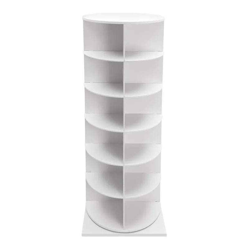 6-Tier Spinning Shoe Organizer - 360° Rotating Rack Holds 24 Pairs with Dust Cover