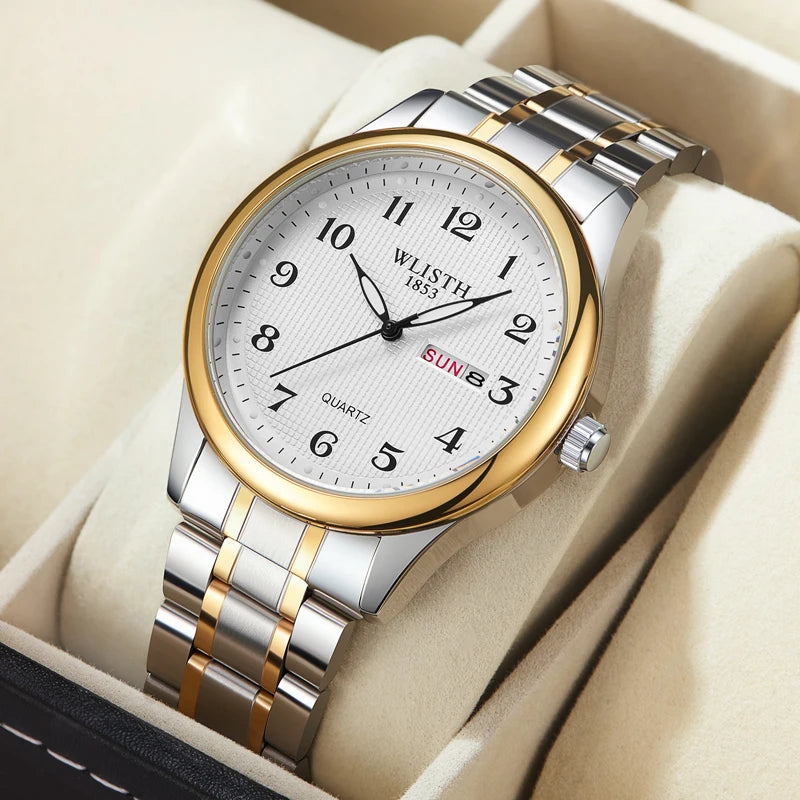 Quartz Digital Watch for Elderly with Double Calendar and Luminous Display