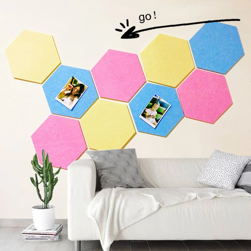 Creative Wallpaper Cloth 10PCS Set Wall Sticker Decorative Felt Cork Board for Living Room Bedroom School