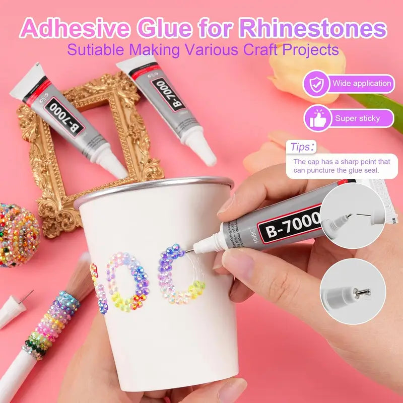 Multi-Color Rhinestone Bedazzling Kit with Glue for Nails Makeup Shoes DIY Crafts