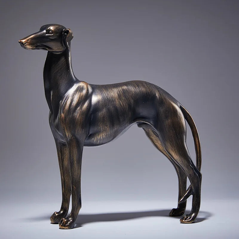 Dog Statue with Antique Bronze Finish Resin Animal Sculpture for Home & Garden Decor