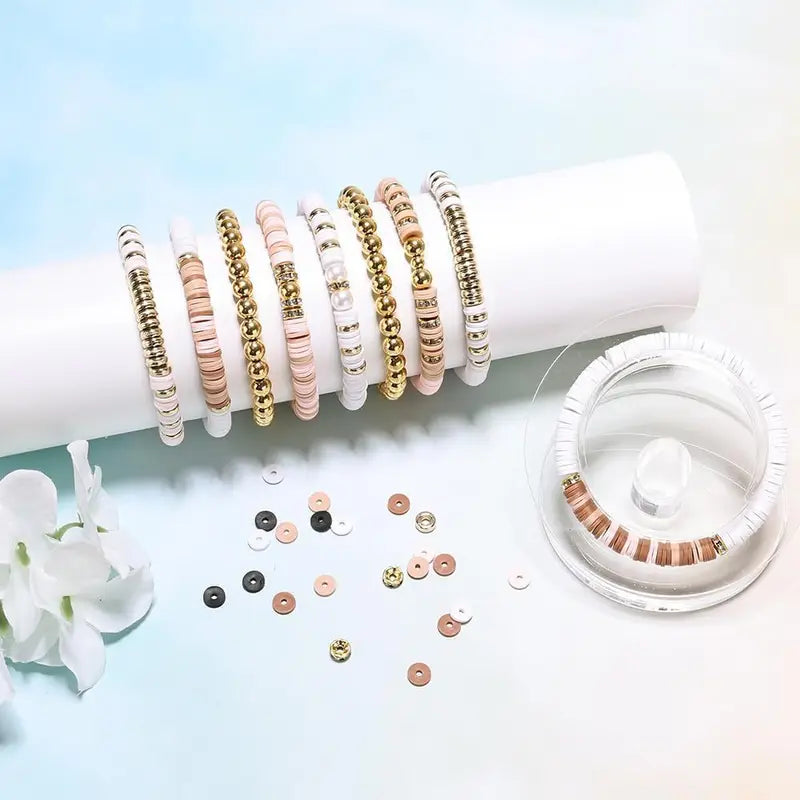 DIY Clay Bead Bracelet Making Kit with Golden Letter Beads - Friendship Jewelry Supplies for Women