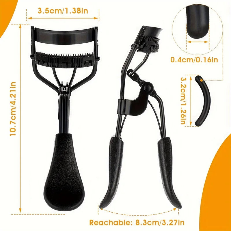 Eyelash Curler Set with Replacement Pads and Tweezers - Multiple Colors