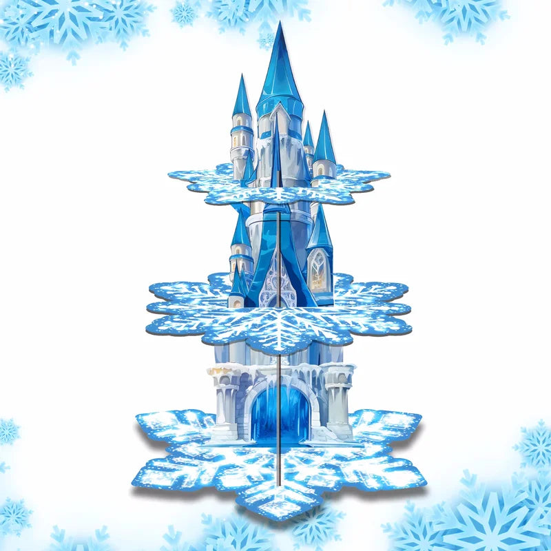 3-Tier Snowflake Cake Stand for Winter Birthday Party Dessert Display