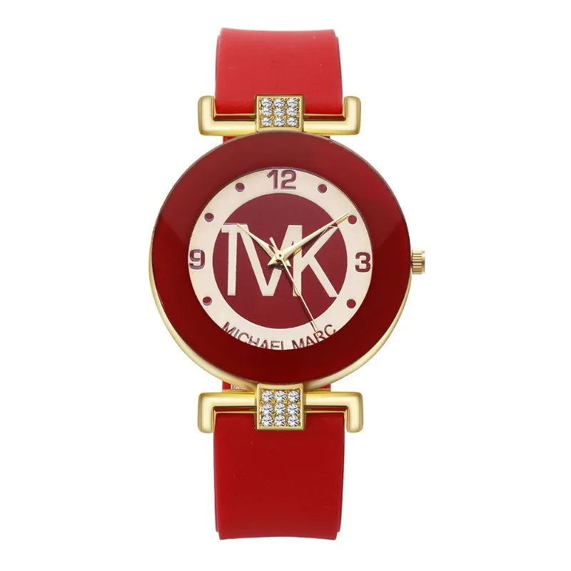 Casual Women's Quartz Watch with Silicone Strap and Round Dial