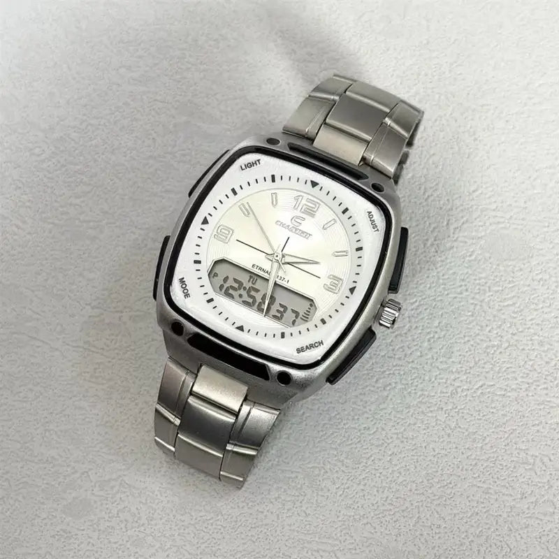 Men's Digital Square Quartz Watch with Large Dial and Luminous Hands - High-End Fashion Gift