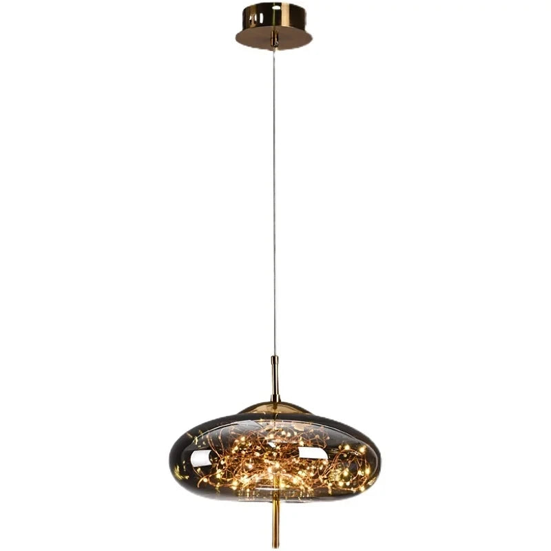 Modern LED Pendant Light Glass Ceiling Fixture for Bedroom & Living Room