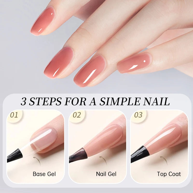 15ml Gel Nail Polish Base & No Wipe Top Coat Set for Manicure & Nail Art