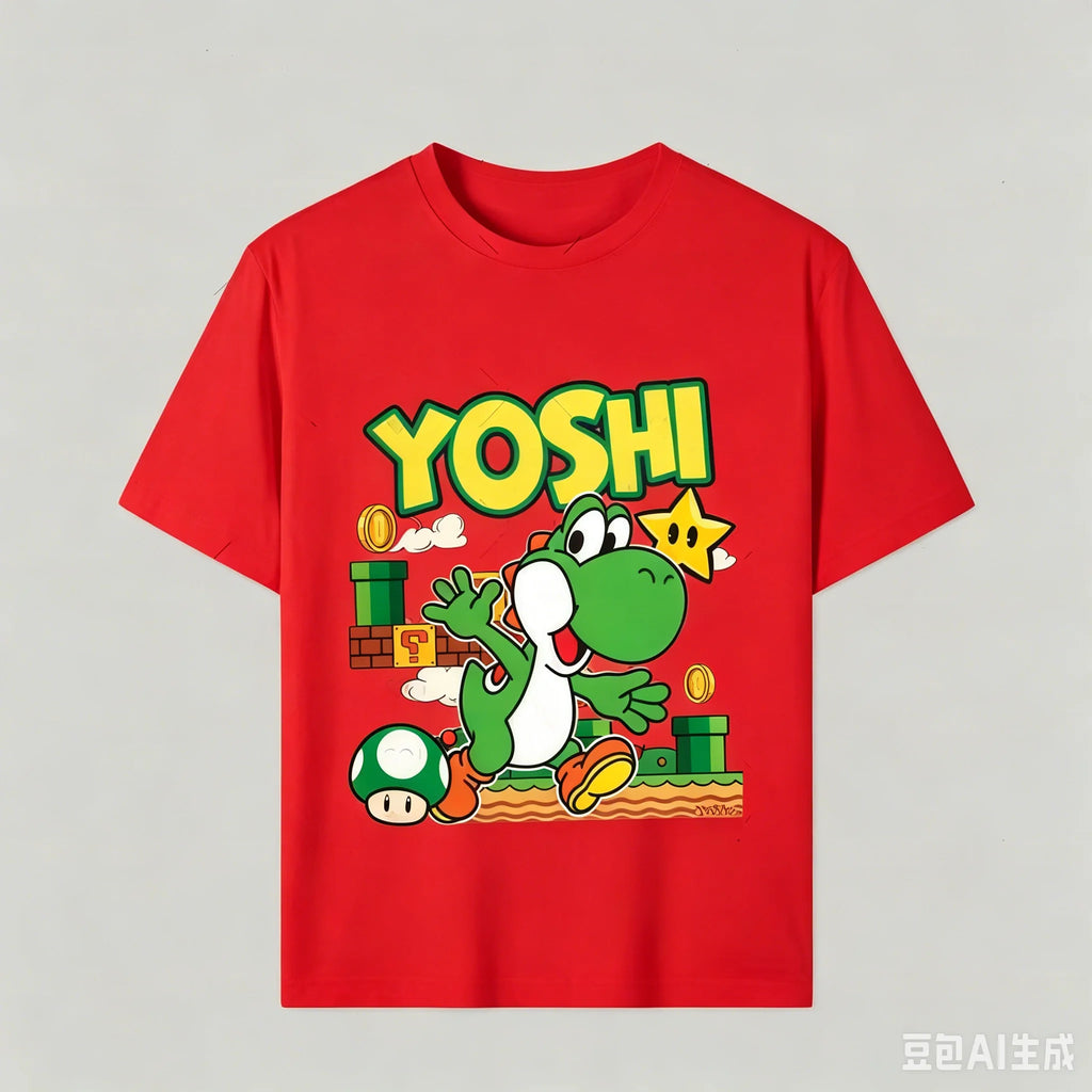 Unisex Cartoon Yoshi Kids & Adult T-Shirt - Summer Short Sleeve Top