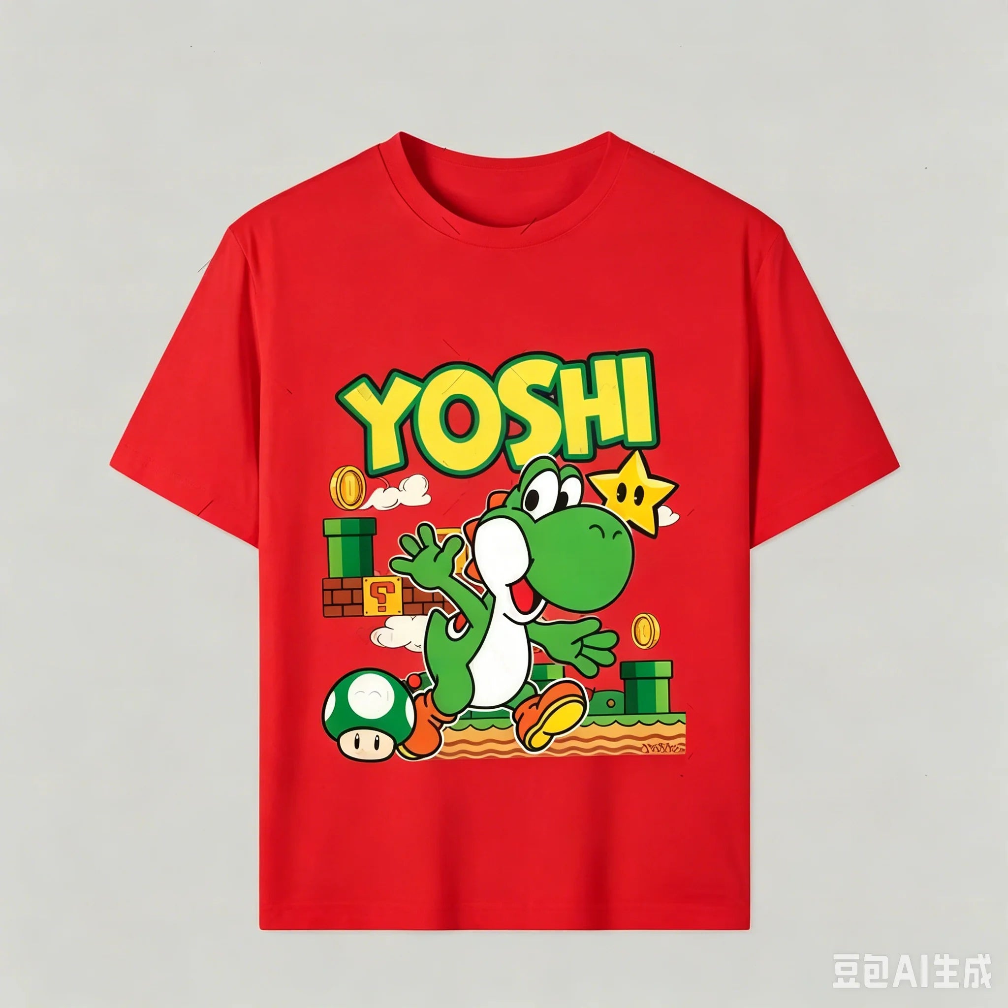 Unisex Cartoon Yoshi Kids & Adult T-Shirt - Summer Short Sleeve Top