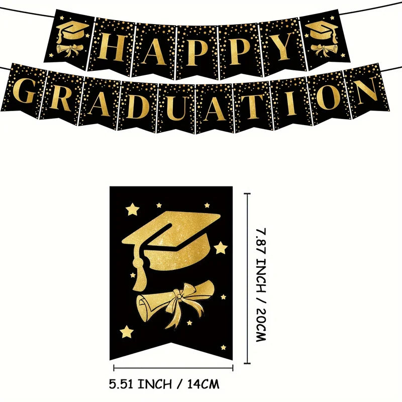 Graduation Party Decoration Kit with Banner Swirls Photo Booth Props Celebration Supplies