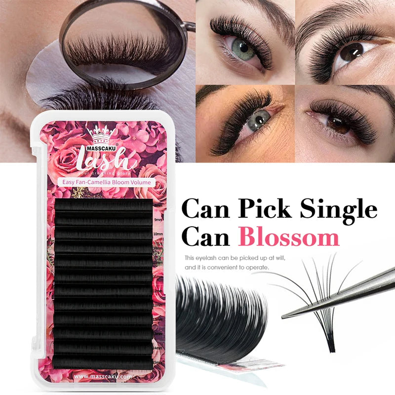 Self Fan Flowering Eyelash Extensions - Mega Volume, Handmade, Professional - 10 Cases