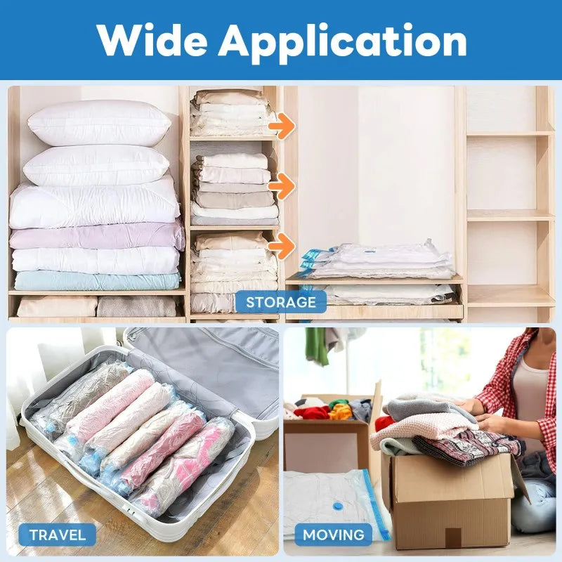 Vacuum Storage Bags for Clothes and Bedding - Space Saver Organizer with Pump