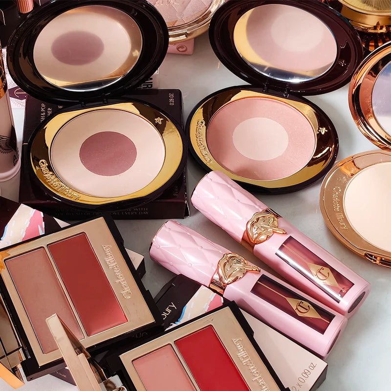 Colorful Water Powder Blusher & Lip Gloss Set - Lipstick & Eyeliner Combo