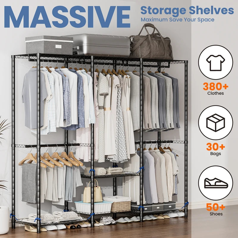 Heavy Duty Portable Clothes Rack with 960 lb Capacity — Wardrobe & Garment Organizer