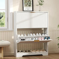 Slim Modern Shoe Storage Cabinet with 2 Drawers & Adjustable Shelf
