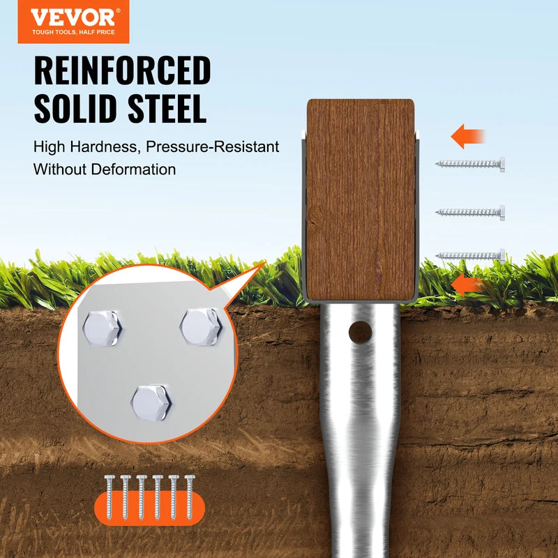 No Dig Ground Anchor Post Stake with Screws & U-Shape Holder - Durable Steel Support
