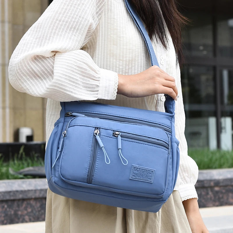 Large Capacity Waterproof Nylon Crossbody Bag for Women Multi-Pocket Shoulder Messenger