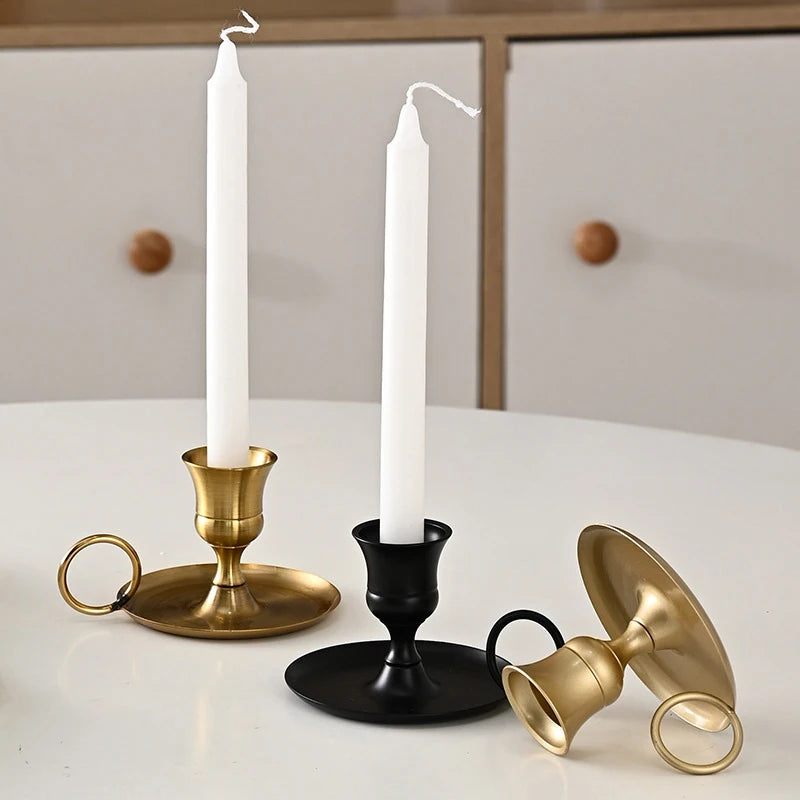 Metal Candle Holder with Handle - Decorative Centerpiece for Dining & Wedding