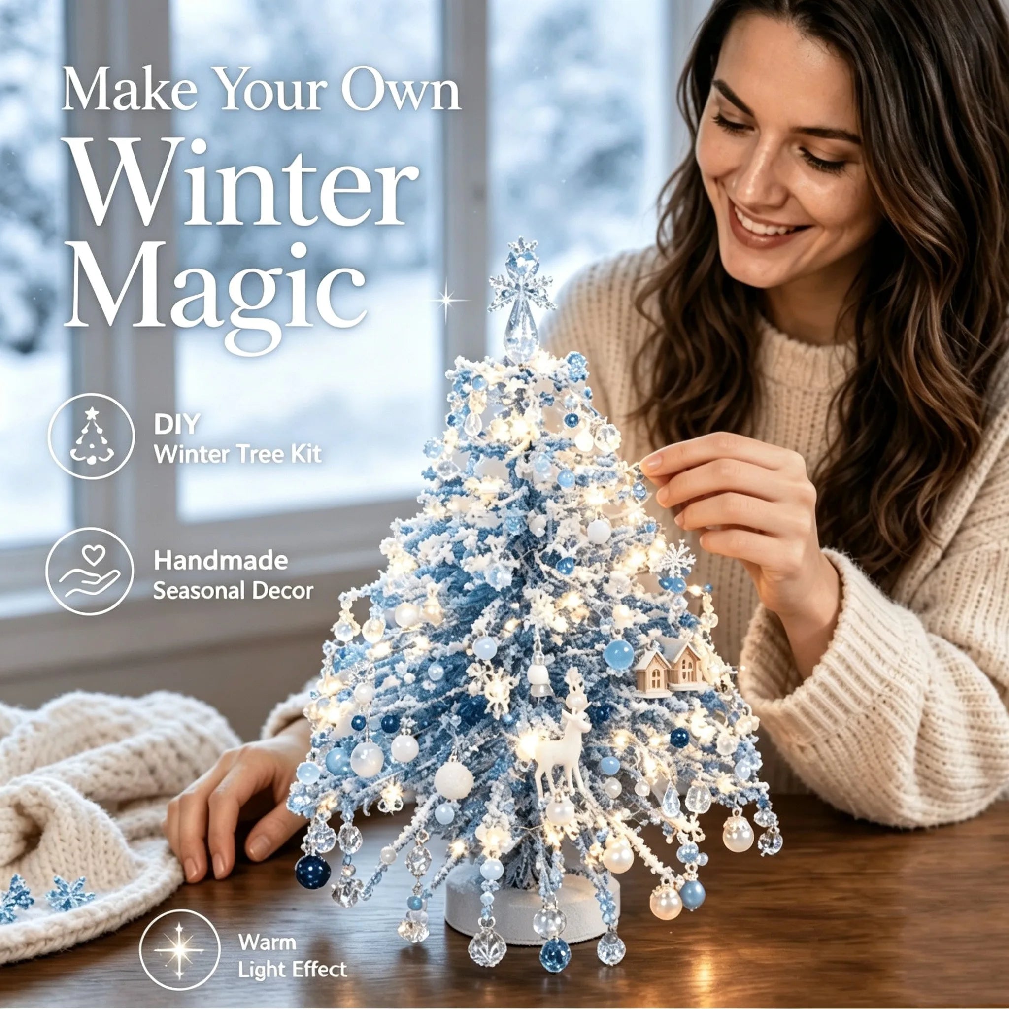 Mini Beaded Christmas Tree DIY Kit Holiday Ornaments Craft Set for Desktop Decoration