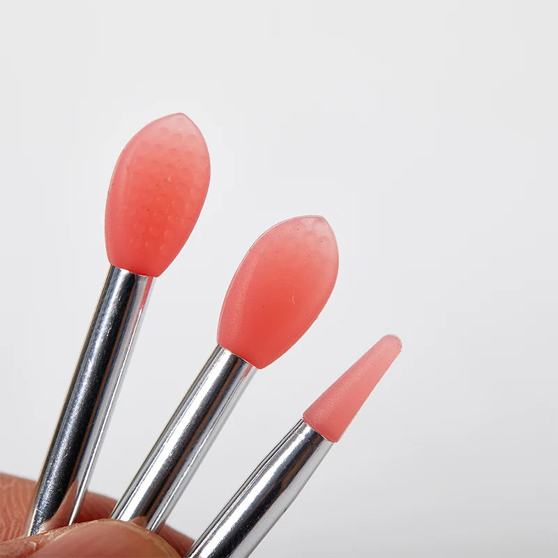 Silicone Lip Balm & Lipstick Brush Set with Dust Cover – 3 Pieces