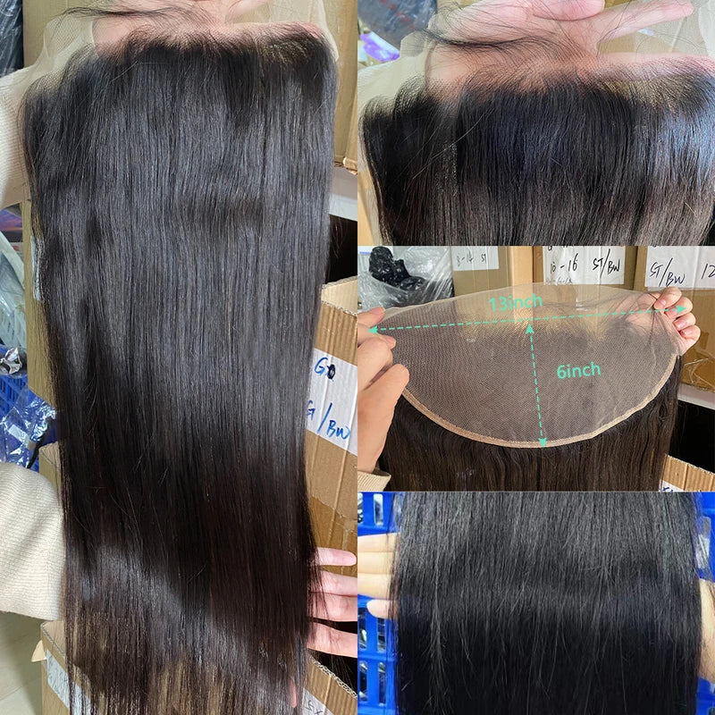 13X6 Lace Frontal Closure Human Hair 24 Inch Transparent Ear to Ear