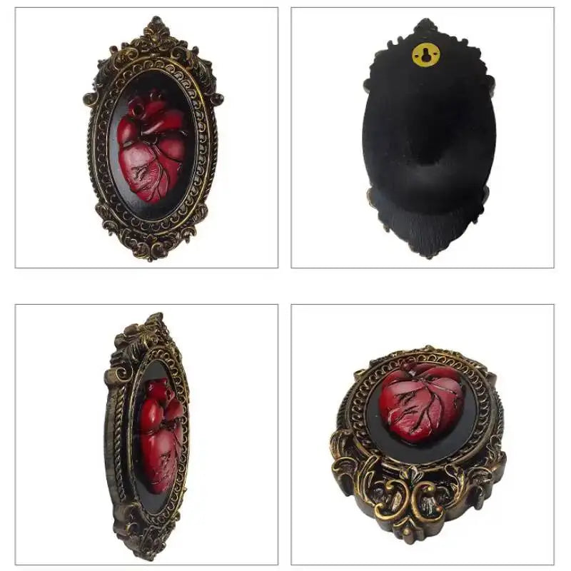 Resin Heart Wall Art Decor Gothic Style Wall Panels for Living Room & Halloween